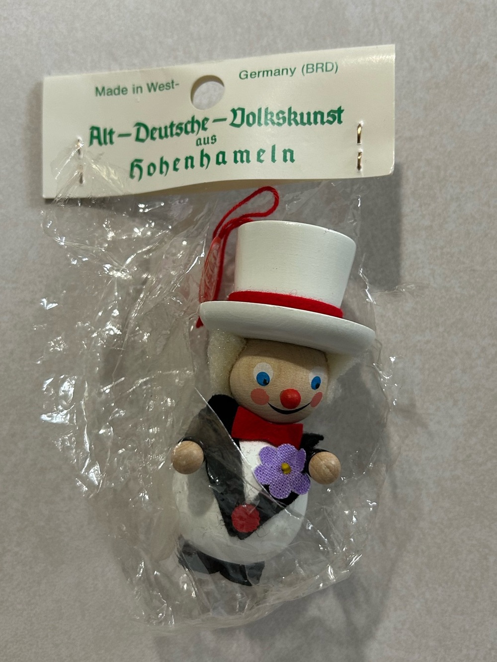 Steinbach West Germany Groom Tuxedo Top Hat Flower‎ Wooden Ornament NIP